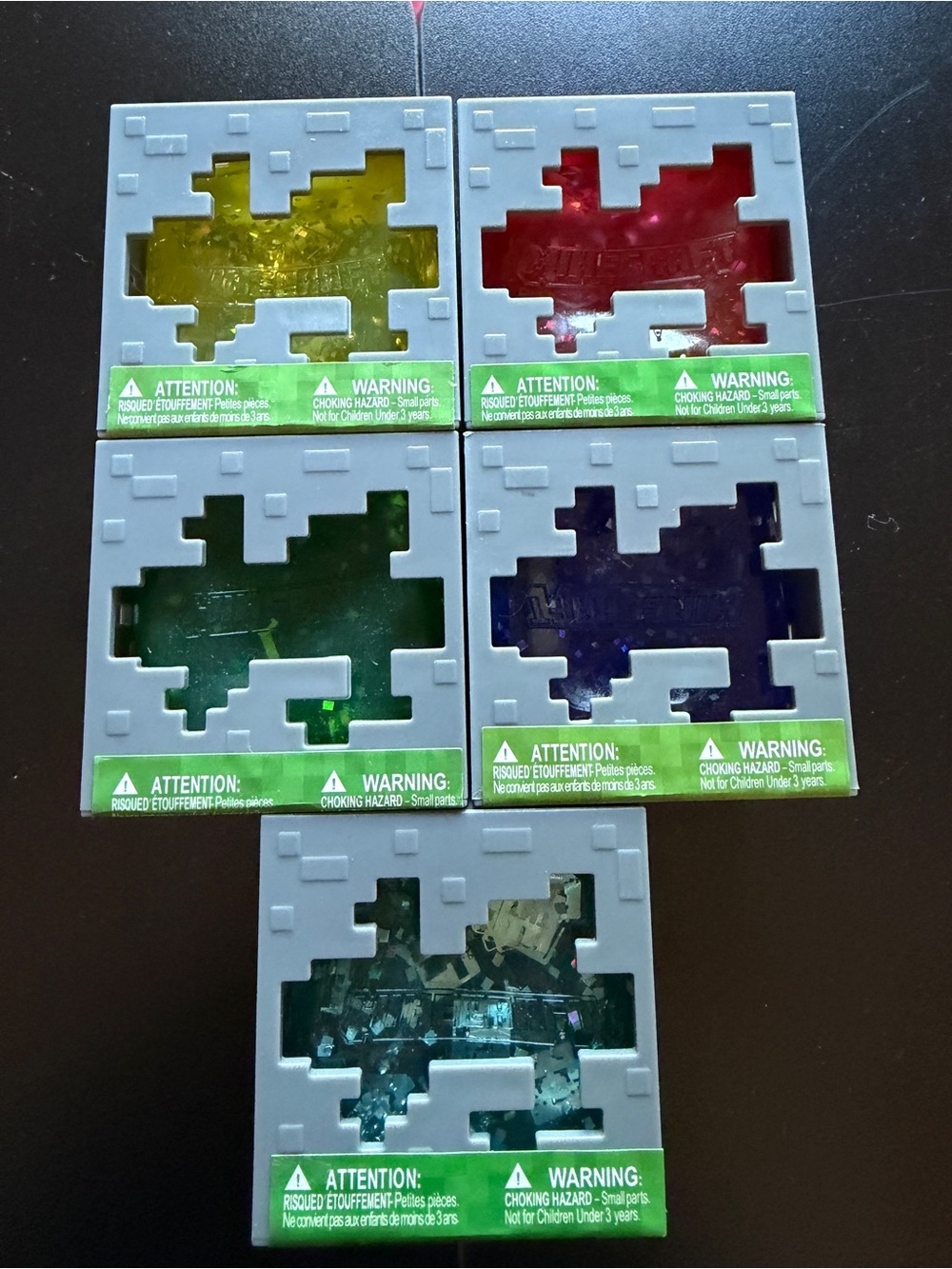 All 5 Squishy Minecraft Jelly Cube Squeeze Fidget Toy Red Purple Sensory Glitter